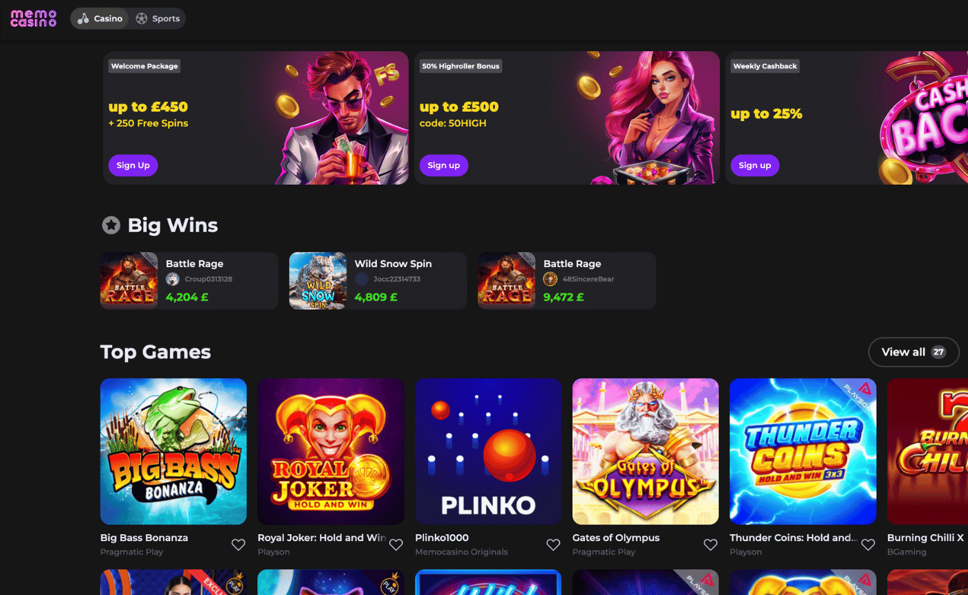 memo casino not on gamstop uk